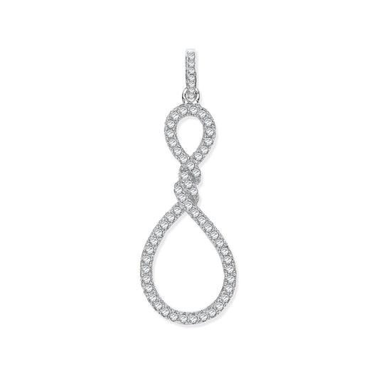 Silver Teardrop Twist Cz Pendant