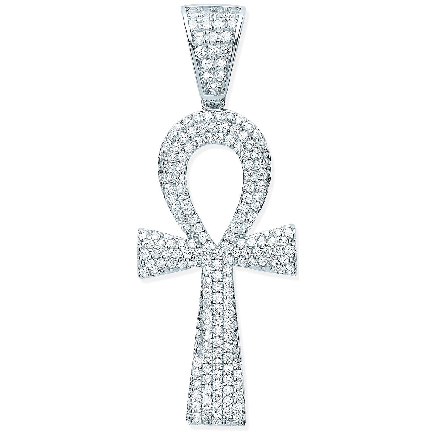 Silver CZ Ankh Cross - Key of Life