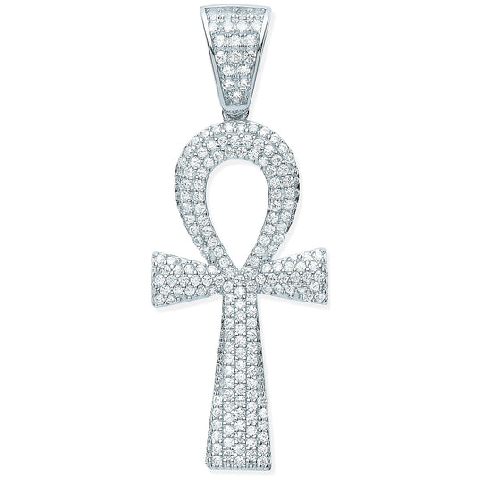 Silver CZ Ankh Cross - Key of Life