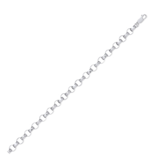 Silver 8.0mm Plain & Engraved Link Belcher Chain/Bracelet