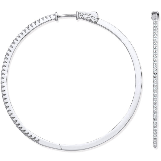 18ct White Gold 1.20ctw Claw Set Hoop Earrings