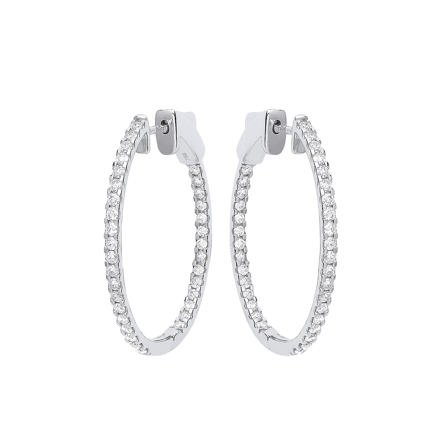 18ct WG 1.27ctw Diamond set Inside & Outside Oval Hoops