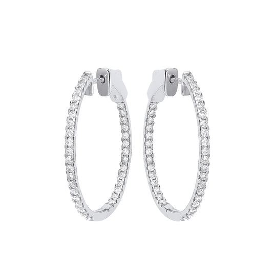 18ct WG 1.27ctw Diamond set Inside & Outside Oval Hoops