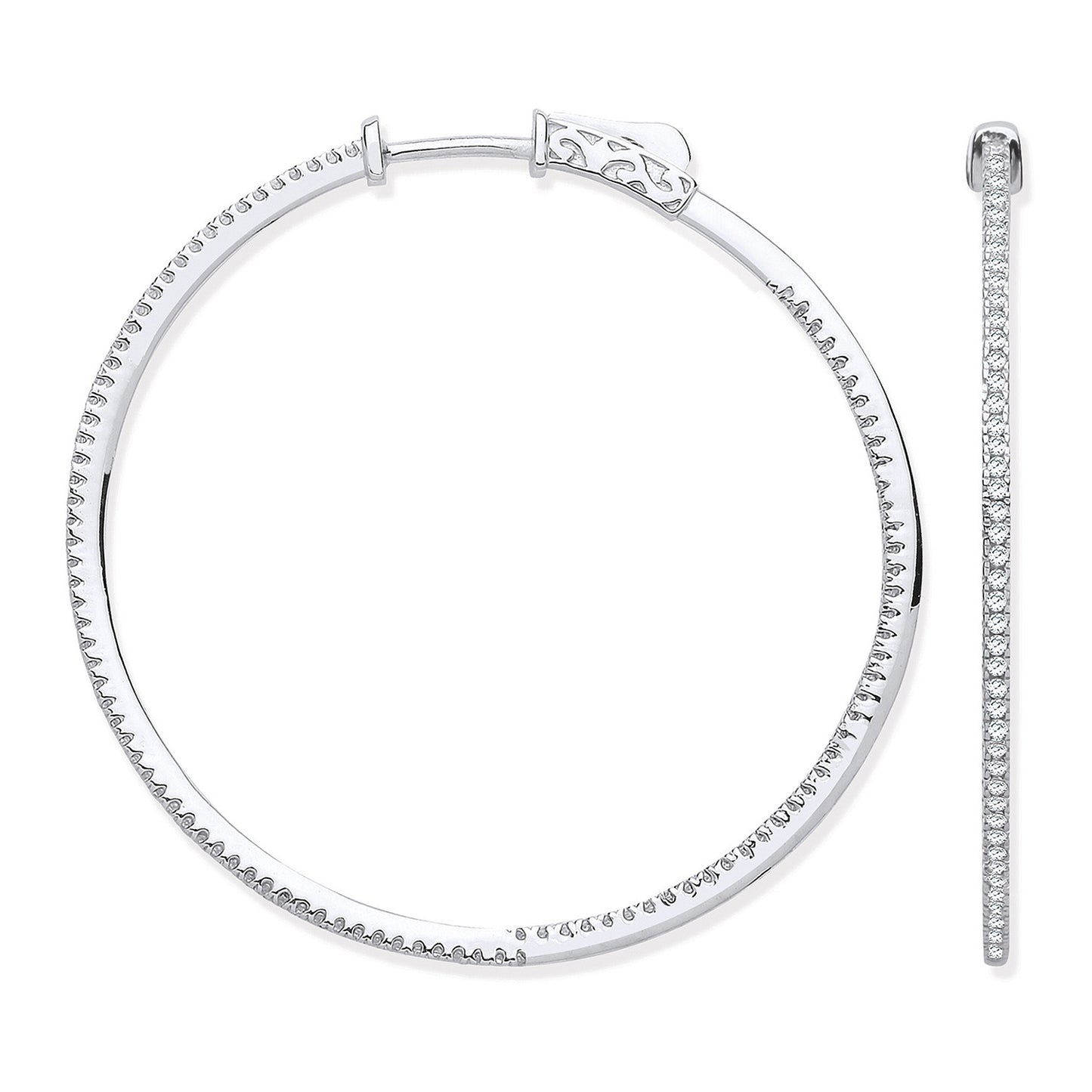 18ct WG Skinny Hoops Set with 0.72ctw Diamonds Inside & Outside
