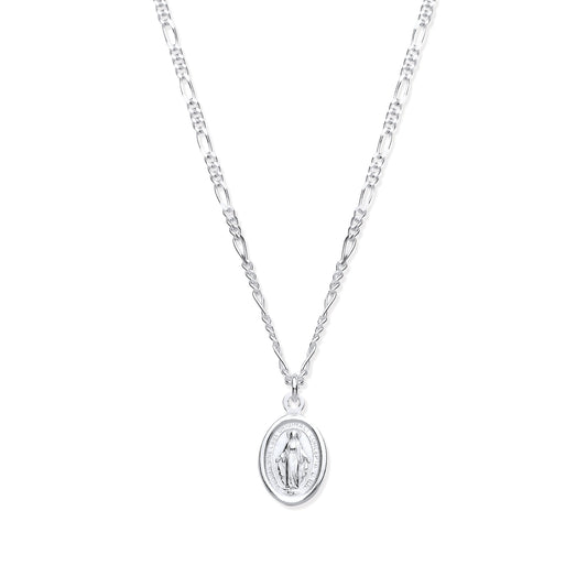 Silver Miraculous Medallion 17" Necklace/07" Bracelet
