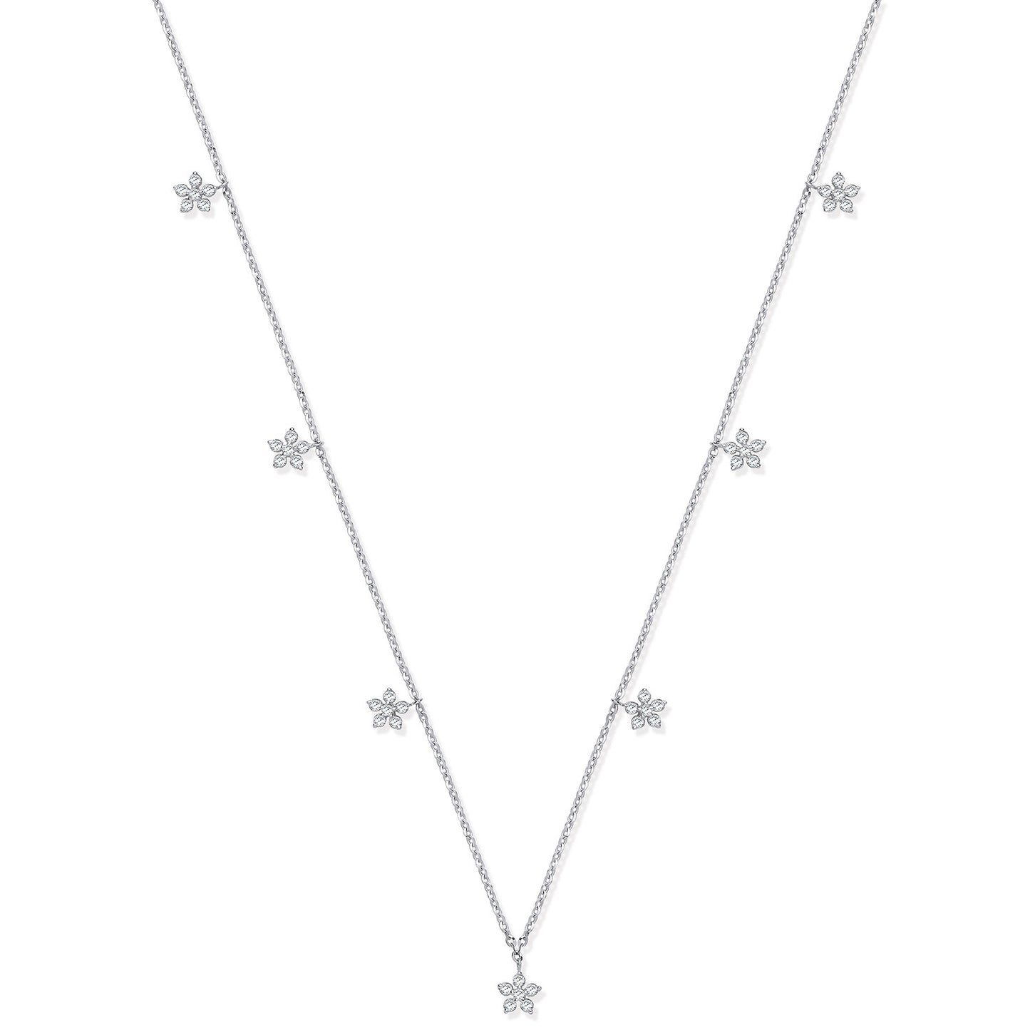 9ct WG 0.27ctw 7 Florets Pendant (18in/45cm) Chain