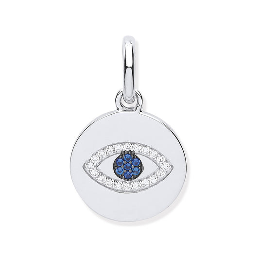 Silver Evil Eye CZ Drop Pendant