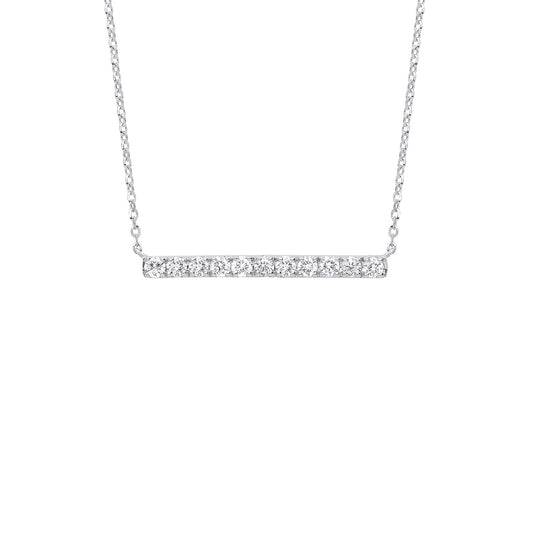 9ct White Gold 0.33ct Diamond Bar Necklace (18in/45cm) Chain