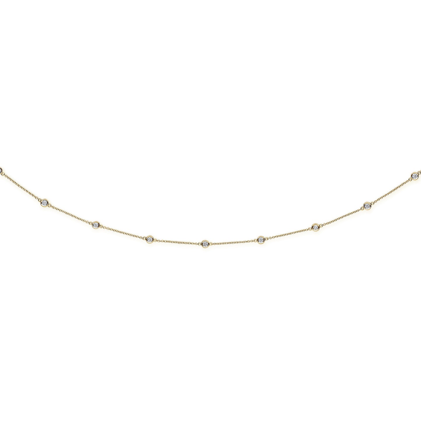18ct Yellow Gold 1.00ct Diamond by the yard Necklace (18in/45cm) Chain