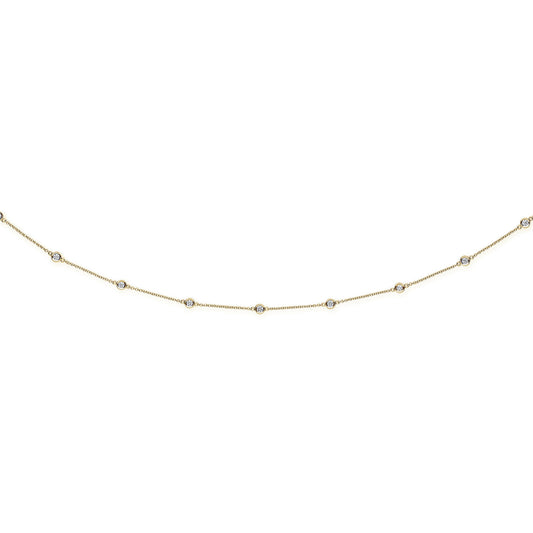 18ct Yellow Gold 1.00ct Diamond by the yard Necklace (18in/45cm) Chain