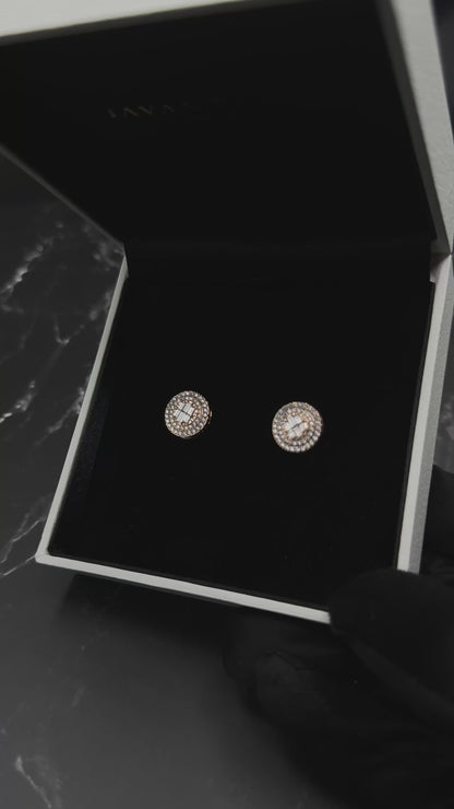 Rose Gold 14k Circle Baguette / Round 1ct Lab