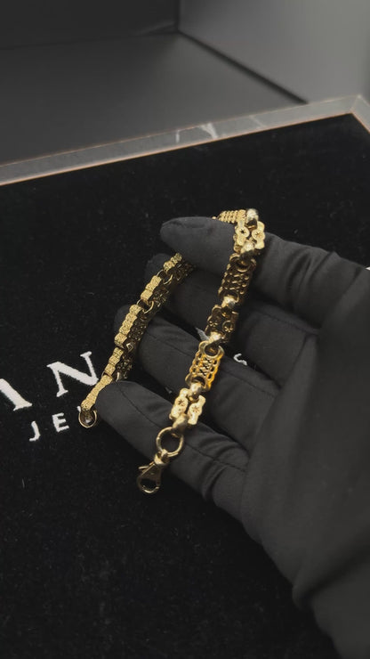 9ct Gold Stars & Bars Bracelet