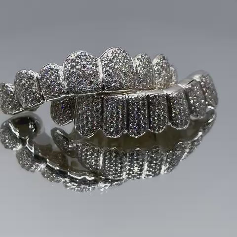 9k White Gold Lab Diamond Pave Set Grillz - Javan Blake Jewellers
