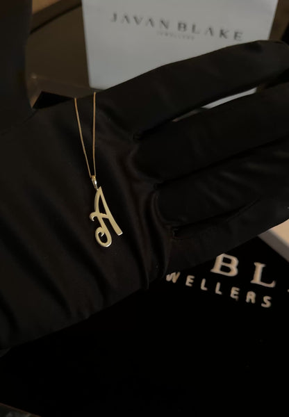 Yellow Gold Script Initial Pendant