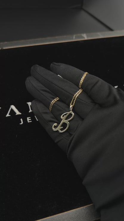 Yellow Gold Script Initial Pendant