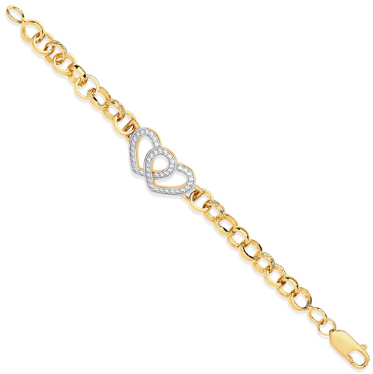 Belcher Links Cz Hearts Baby Bracelet