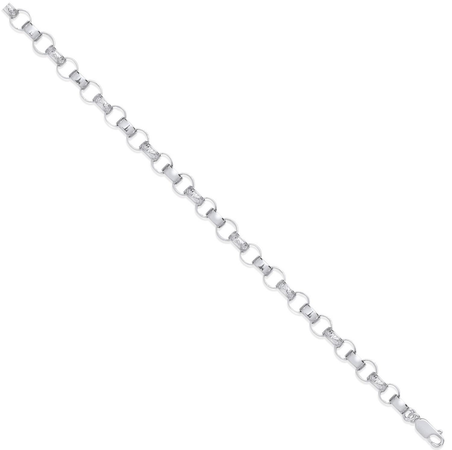 Silver 7mm Plain & Engraved Link Belcher Chain/Bracelet